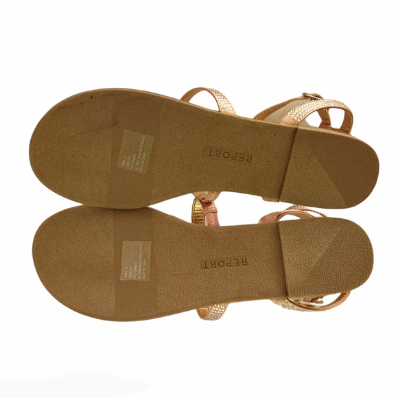 Report Size 10 Rinestone Strappy Rose Gold Sandals - Picture 10 of 11